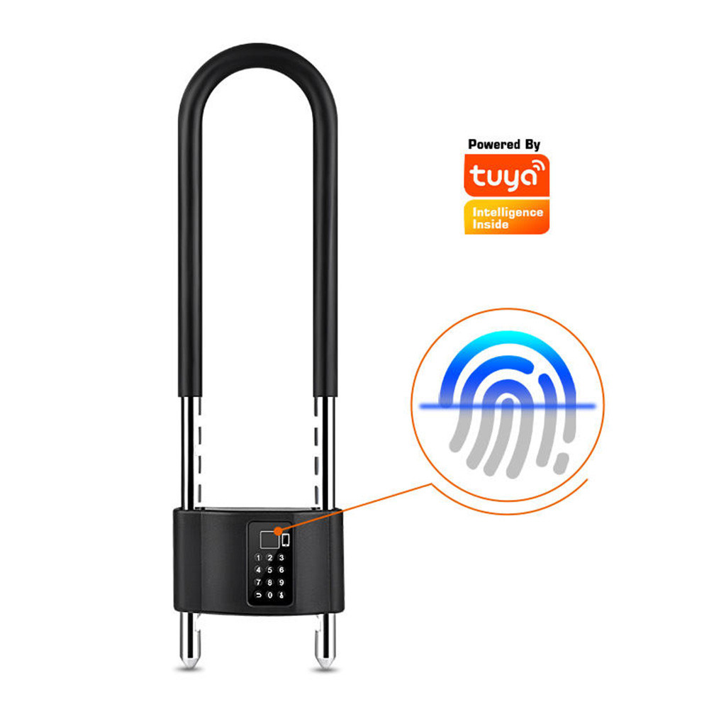 TTlock / Tuya App Stainless Steel Bicycle Lock Fingeperprint U Lock -GL-P2