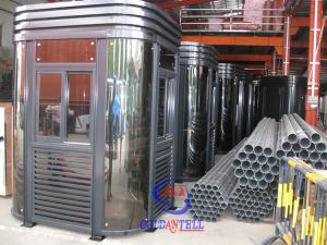 Wholesale Tempered Glass Police sentry shed With Ticket Windows , Working Desk , Electricity , Light from china suppliers