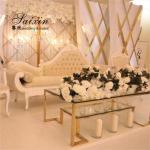 Unique new wedding furniture white acrylic stand with gold design white