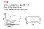 670 X 400 X 500mm Smart Wall Hung Toilet Intelligent Siphonic Wall Mounted Smart