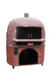 Round Lava Rock Wood Fire Italy Pizza Oven with Black or Red Ceramic Tiles