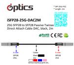 SFP28-25G-DAC2M, 25G SFP28 to SFP28 DAC(Direct Attach Cable) Cables (Passive) 2M