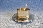 Breakfast set tea milk mug with dessert plate set 200ml golden metal coffee cup