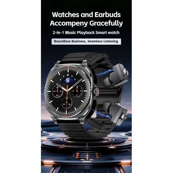 GT99 TWS 2 In 1 Smartwatch With Wireless Earbuds / Music Playback