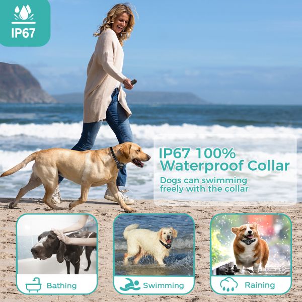 Adjustable Smart Dog Training Collar Anti-Bark 3 Modes Remote Control Rechargeable Fashion Nylon & Plastic IPX7 Waterproof