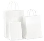 White And Brown Kraft Paper Twisted Handle Shopping Carrier Bag With Logo