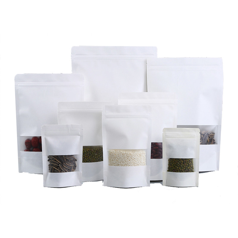 OEM Paper Food Pouches Kraft Paper Ziplock Bags for Dry Nuts Storage