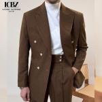 Men's Italian Double-Breasted Single Suit 500g Heavyweight for Casual Business