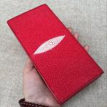 Unisex Style Authentic Stingray Skin Women Men Slim Bifold Wallet Card Bag