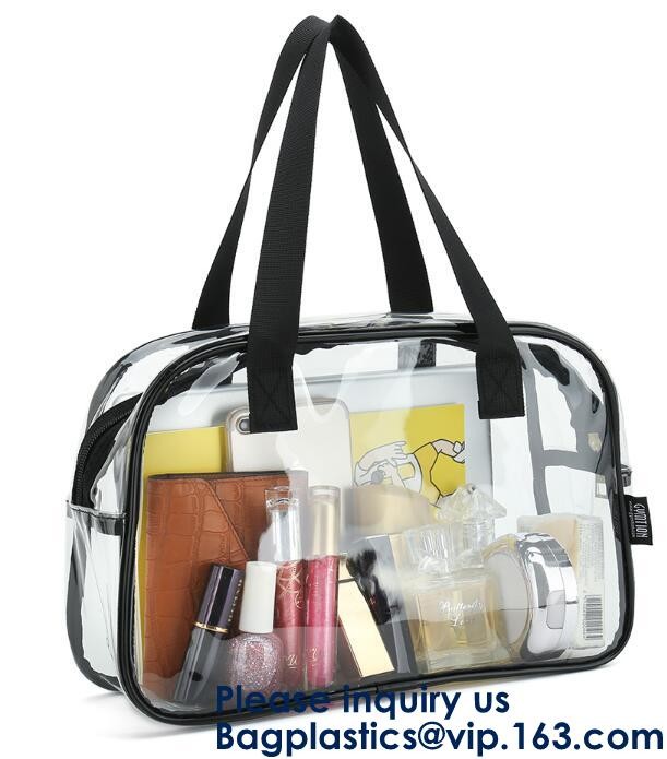 Clear PVC Sling Bag With Zipper Bag And Shoulder Strap, Clear PVC Large Handbag With Small Pouch,Bagease, Bagplastics