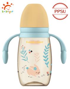 Wholesale 240ml 300ml PP Baby Bottle With Double Handle Shock Resistant from china suppliers
