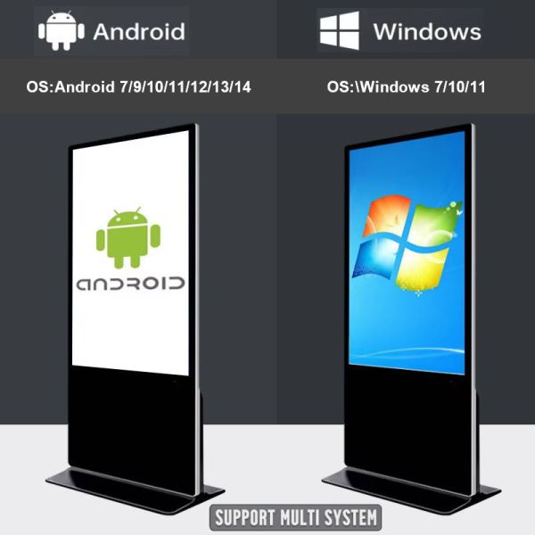 Digital Signage Floor Stand Kiosk with 0.210(H) X 0.630(V) Mm Dot Pitch, DP Output, and 8ms Response Time for Indoor Advertising