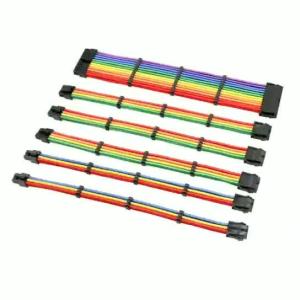Wholesale Rainbow Color Power Supply Cable Extension Cord PSU Braided Extension Cable Kits 18AWG Elbow Data Cable Computer from china suppliers