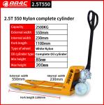 3.5T 550mm Nylon Wheel Welded Cylinder Hand Hydraulic Pallet Truck Hand
