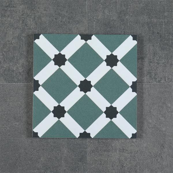Light Green Ceramic Rustic Tile 20x20cm Non-Slip Indoor Floor
