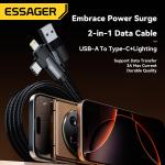 ESSAGER ES-X59 Series 2 in 1 USB-A to USB C Lighting Charging Cable