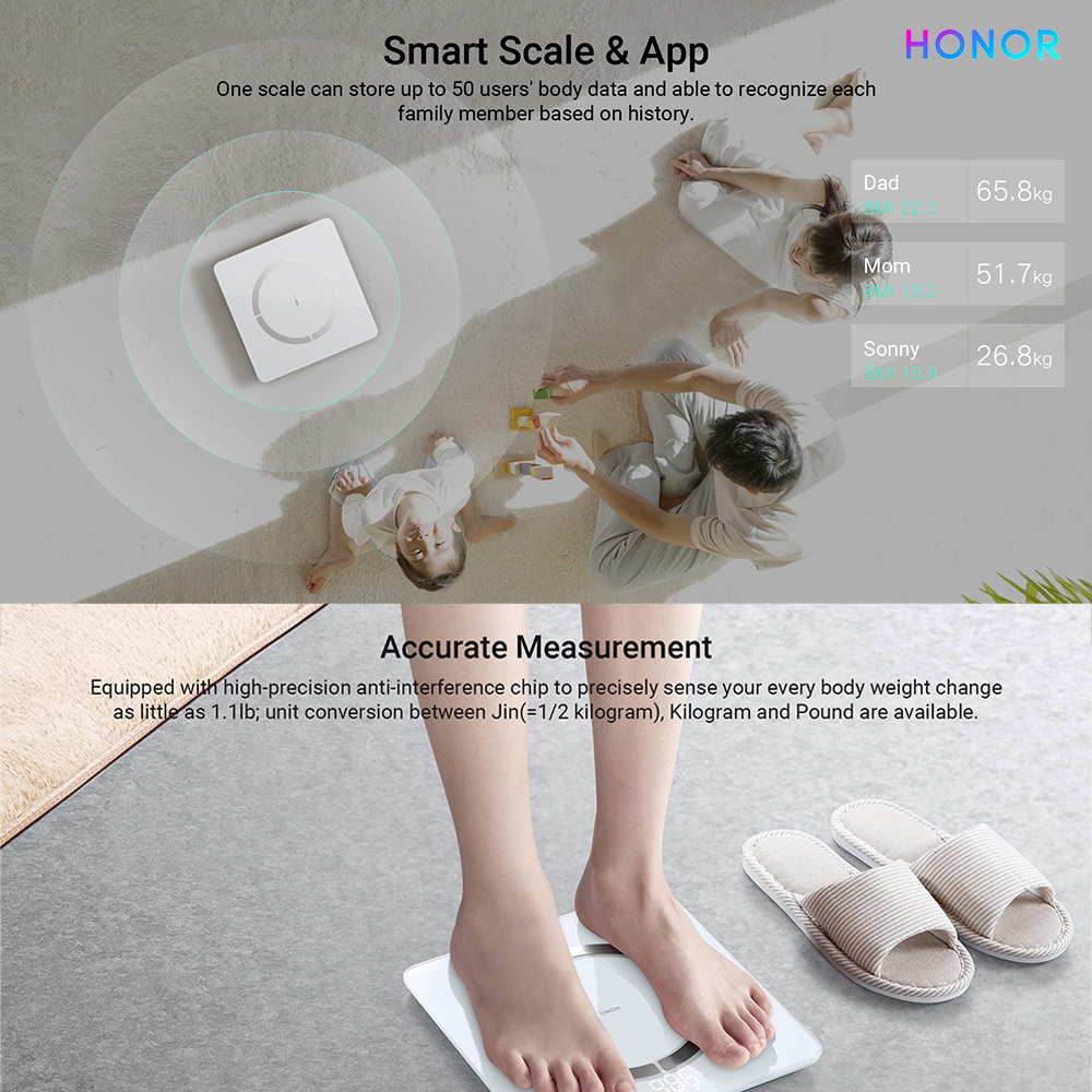 Honor Body Composition Scale 2 Standard 14 Body Analyzer Monitor Rate Heart Rate Measurement Honor Body Fat Scale 2