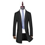 Business Casual Double-Breasted Men's Woolen Coat in Standard Thickness Canvas