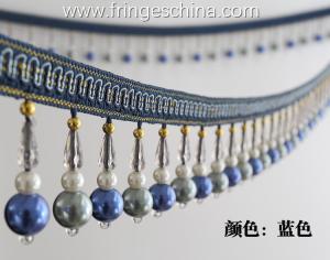 Wholesale Handmade fashionable chain beads lace tassels fringes for curtain/sofa/pillow decoration from china suppliers