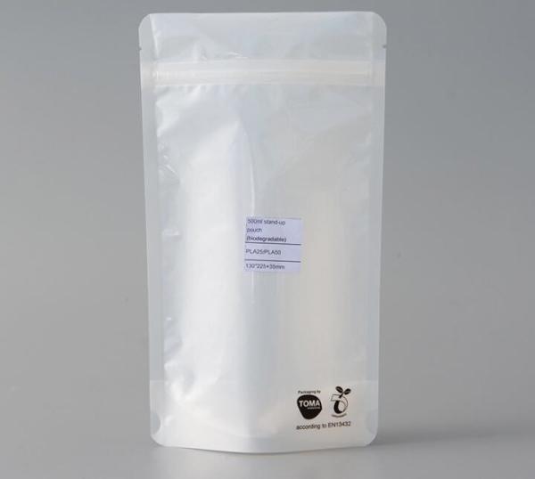 BIODEGRADABLE COMPOSTABLE, PLA, CORN STARCH PLA Stand Up Pouch Zipper Bag ,