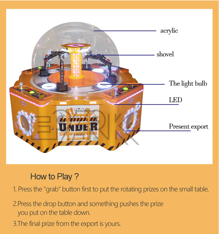 Amusement candy grabber Project Catching Toy Prize excavator bucket Gift Game Machine