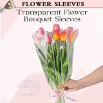 Disposable Cellophane Flower Bouquet Sleeves Plastic Wrapping Bags With Lace