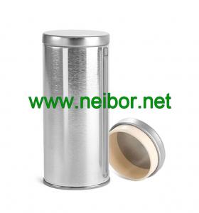 Wholesale silver round tea tin container with airtight plastic seal lid from china suppliers