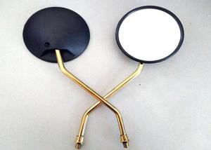 Wholesale High Performance Round Black Motorcycle Mirrors With Gold Plated Rod from china suppliers