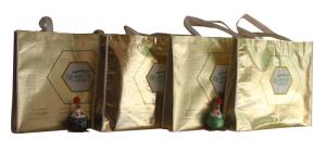 Wholesale Gold Shining Coated Non Woven Carrier Bags Luxury Water Proof hexagon veins from china suppliers