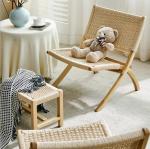 Hotel Living Room Furniture Nordic Style Solid Wood Leisure Chair with Woven