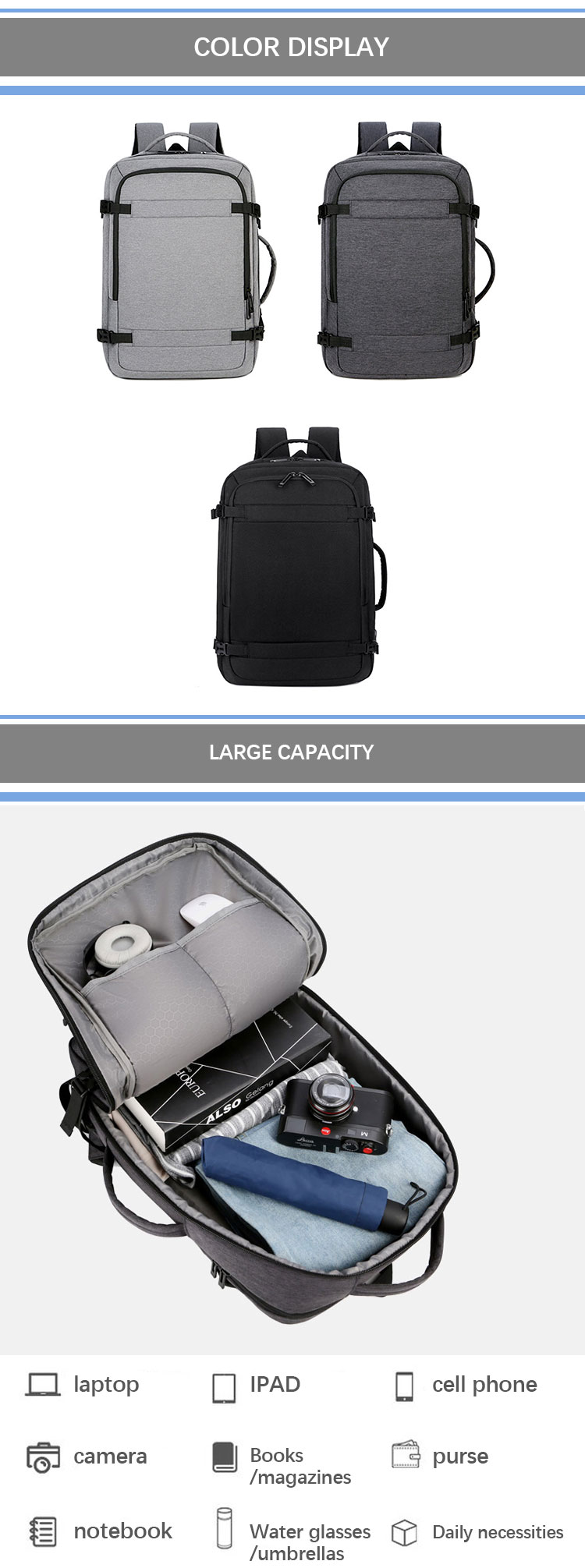 Waterproof Laptop Backpacks Multifunctional Work Computer Backpack With USB Port