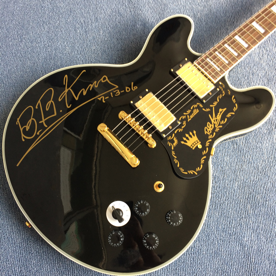 Hollow Body Jazz Electric Guitar in Black