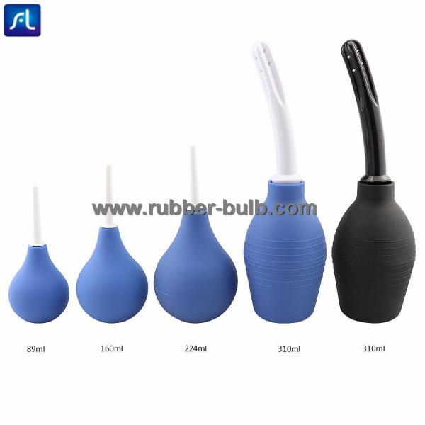 Black Silicone Enema Bulb Kit 7.6oz Clean Anal Douche for Men Women with 19.7in