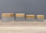 50ml Green Glass Ointment Jars Bamboo Lid Frosted Cream Jar Logo Customization