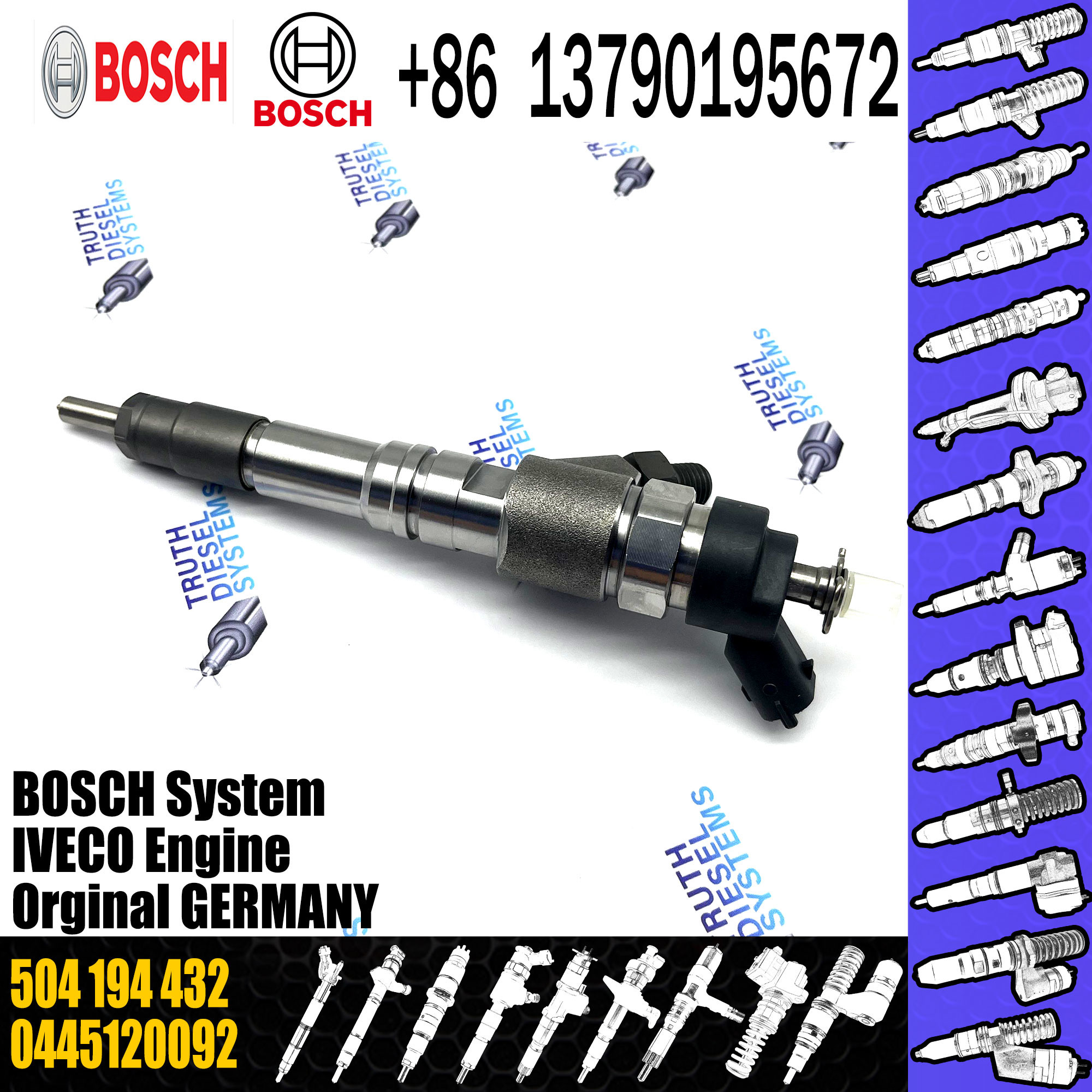 High Quality New Diesel Fuel Injector 504194432 0445120092 For IVECO/NEW HOLLAND/FIAT/CASE IH