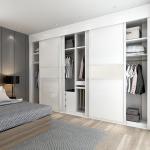White Lacquer Armoire Customized Wardrobe Wooden Modern Sliding Door Cabinet