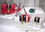 Leather Single Shoulder Bag With Lock Buckle , Slanting Bow Tie Striped Satin