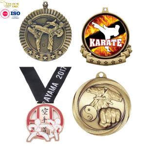 Wholesale Manufacturer Custom Shiny Gold Plated Soft Enamel Medallions Laser Logo Judo Metal Zinc Alloy Karate Medal For Honor from china suppliers