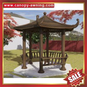Wholesale outdoor backyard Chinese antique wood look aluminum gazebo pavilion canopy awning shelter shed for sale from china suppliers