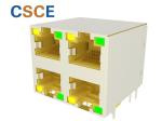 Metal Shielded 2x2 Stacked RJ45 Connectors / 4 Ports 8P8C Gigabit Ethernet RJ45