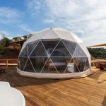 32ft Half Sphere Backyard Geodesic Dome Tent PVC Door Galvanized Steel Tubes
