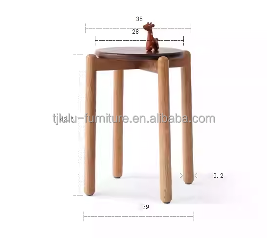 Stackable Wood Stool Solid Wood Dining Chair Simply Designed with Oak Wood Cover Material