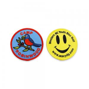 China 100% Embroidered Custom Logo Patches Smiley Face Iron On Patch Jackets Hats on sale
