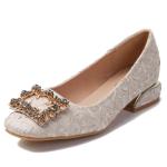 HZM026 Square-Toe Thick-Heeled Single Shoes Women 2021 New Autumn Simple Folds