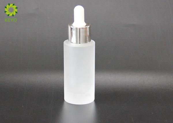 Flat Shoulder Cosmetic Packaging Bottles , 30ml Frosted Glass Empty Cosmetic