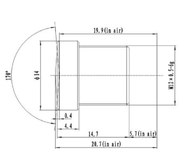 1/2.5" 2.8mm wide angle S mount lens , HFOV 121 degree, F2.6 good for Aptina