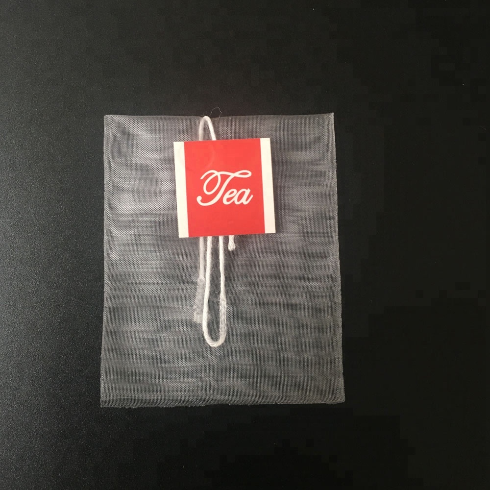 Biodegradable Corn Fiber Mesh Filter Bags , Empty Nylon Pyramid Tea Bags With Tag
