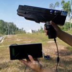The hand-held aviation control equipment is 1200 meters away from the UAV jammer