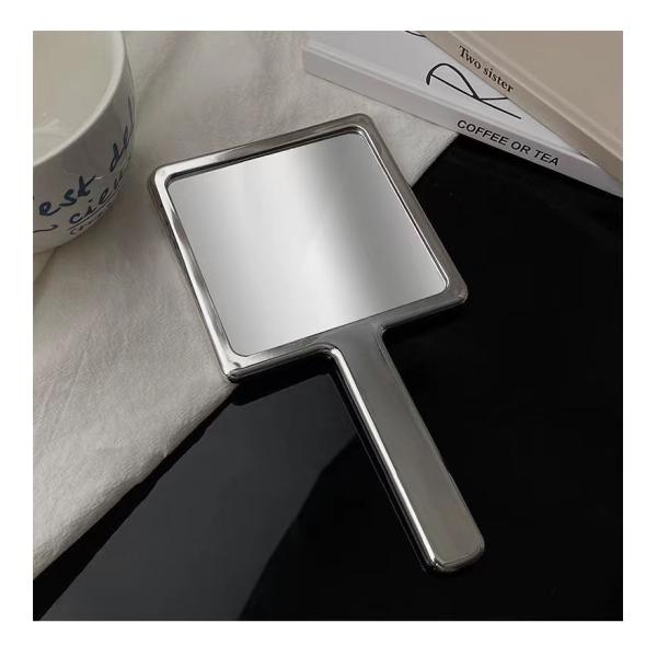 10.5*19*1cm Custom Logo Hand Held Mirror for Daily Makeup in Silver Square Shape