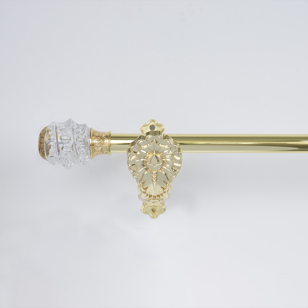 1-6M Curtain Rod Set Metal Aluminum Crystal Finials With Brackets Window Decoration